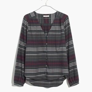 Madewell V-Neck Button-Down Shirt in Pineview Plaid size S